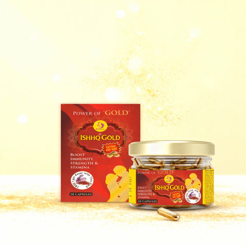 ISHHQ Gold Capsules | Ayurvedic Plant-Based Wellness Supplement for Boost Immunity, Strength and Stamina - Free 1gm Kesar with this Pack