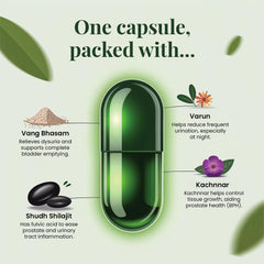 Shrway Biotec Proeaze Herbal Capsules for Men | Prostate Health & Urinary Support | Ayurvedic Supplement with Giloy, Kachnar, Sudh Shilajeet & Vang Bhasam | Help to Relieve Urinary Issues | 60 Capsules