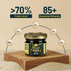 Shrway Biotec Shilajit Resin 20g | 500mg/Serving | Ayurvedic Shilajeet For Energy Booster, Increase Stamina, Muscle Growth | Infused with Gold | Supports Healthy Testosterone Level | Rich in Fulvic Acid