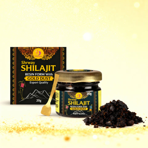 Shrway Biotec Shilajit Resin 20g | 500mg/Serving | Ayurvedic Shilajeet For Energy Booster, Increase Stamina, Muscle Growth | Infused with Gold | Supports Healthy Testosterone Level | Rich in Fulvic Acid
