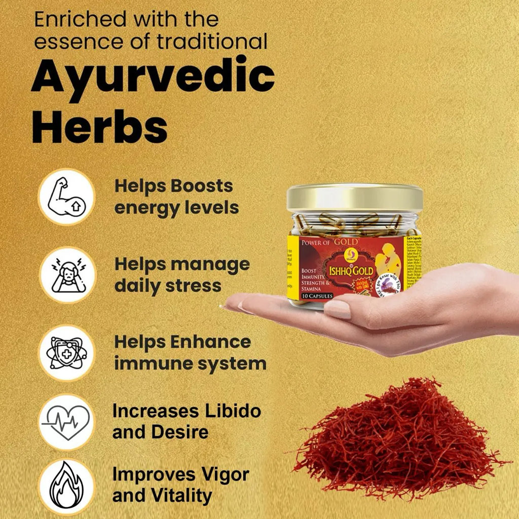 ISHHQ Gold – Boost Stamina & Drive | 100% Herbal with Kesar