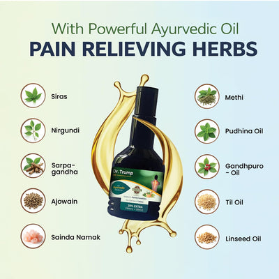 Dr. Trump Ayurvedic Oil For Old Pain of Joints | 100ml+20ml Extra | For Joints, Neck, Knee Pain, Back Pain & Shoulder Pain | Controls Swelling And Joint Inflammation | Pain Relief Oil For Men & Women